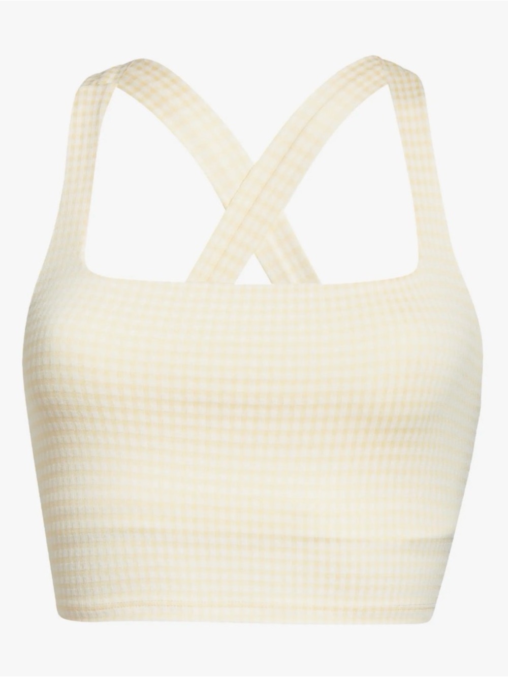 Nike Yellow Gingham Cross-Back Crop Top & High-Waist Shorts Set - Picture 8 of 15